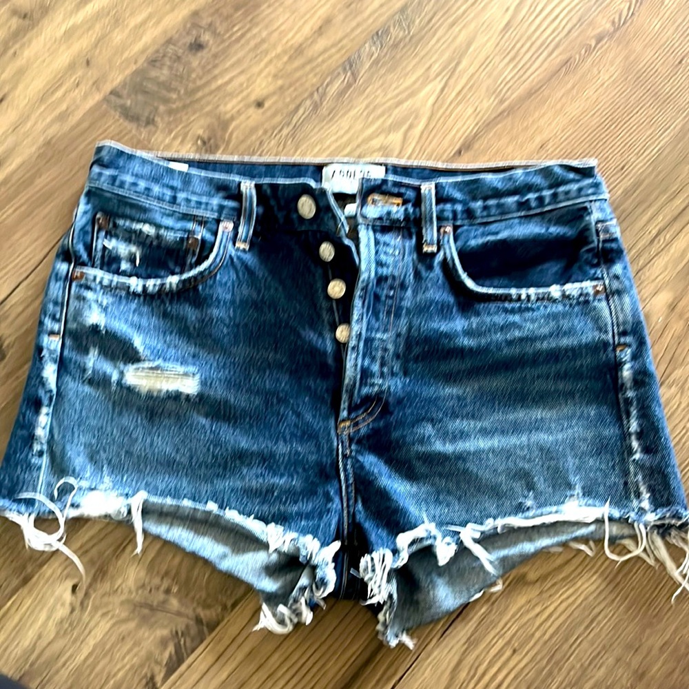 AGOLDE mid rise cut off shorts